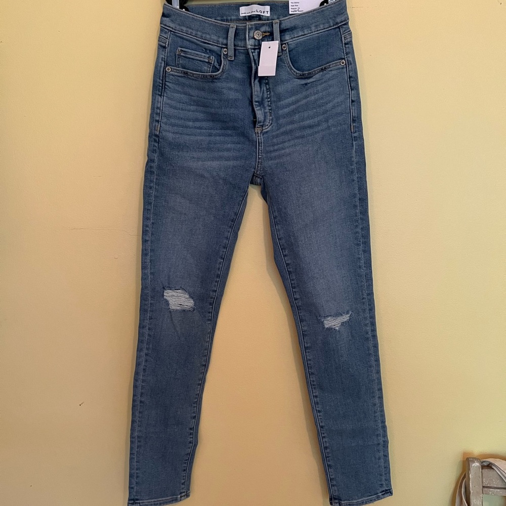 Ann Taylor loft The Skinny high rise regular inseam regular fit size 24 distress
